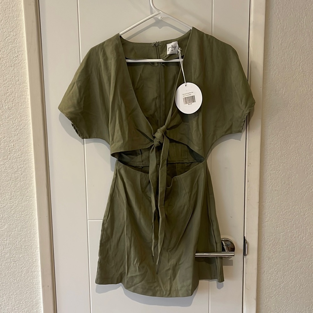 NWT Princess Polly Olive Green Kiss Land Front Tie Dress